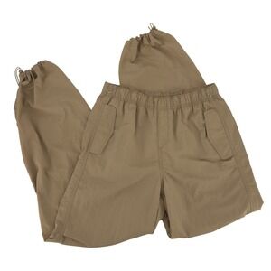 Love Tree Beige Nylon‎ Utility Pants M Elastic Waist Cinch Hem Parachute Y2K